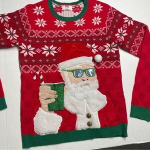 Holiday Time Santa Sweater. Men’s size Medium (38-40). Pre-owned. Cup pocket.